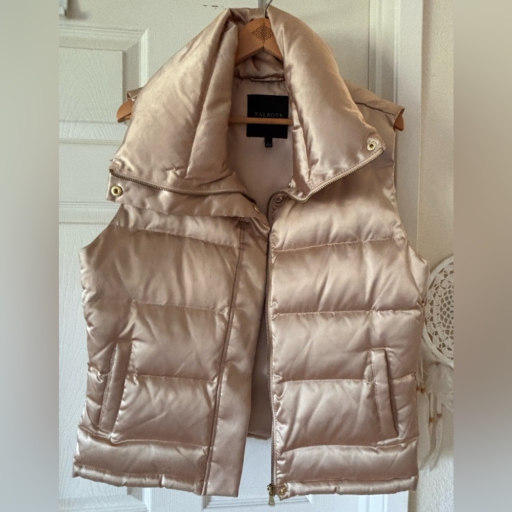 Talbots Shimmering Gold Down Puffer Vest - Picture 3 of 11